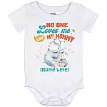Personalized Hippo, White, Baby Onesie - 12 Month
