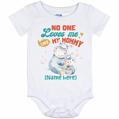 Personalized Hippo, White, Baby Onesie - 12 Month