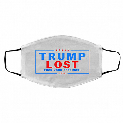 Trump Mask, White, Cloth Face Cover – Medium/Large