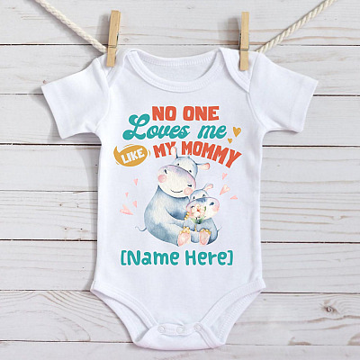 Alternative view of Personalized No One Loves Me Like My Mommy Baby Hippo Baby Onesie - Baby Infant Bodysuit