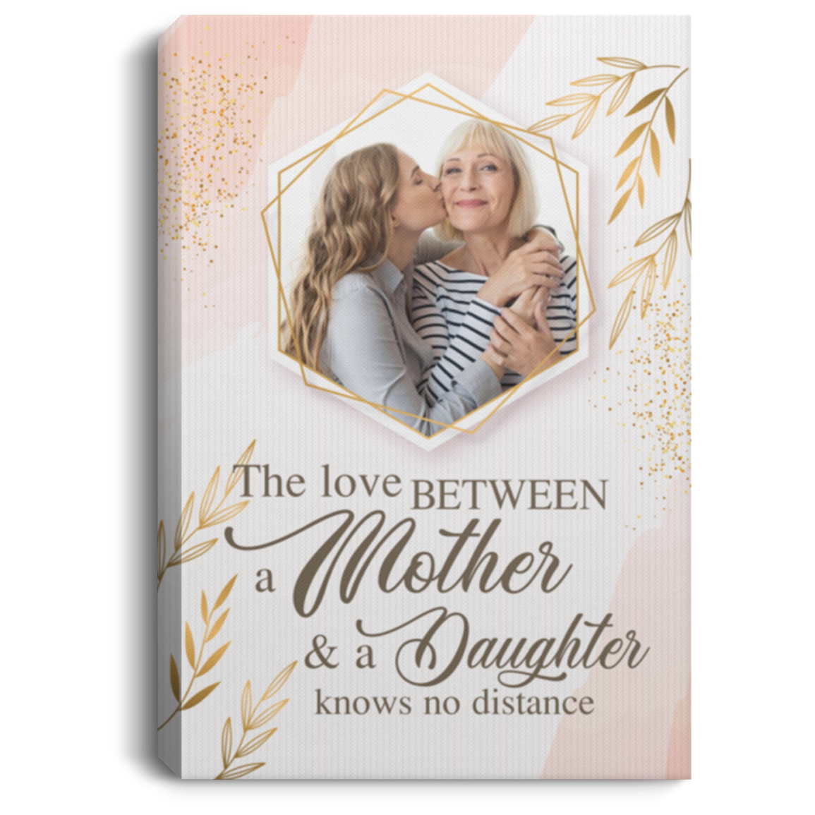 Personalized Photo The Love Between a Mom And A Daughter Framed Canvas Prints-Poster-Decor Wall Art, White, 0.75'' Framed Canvas