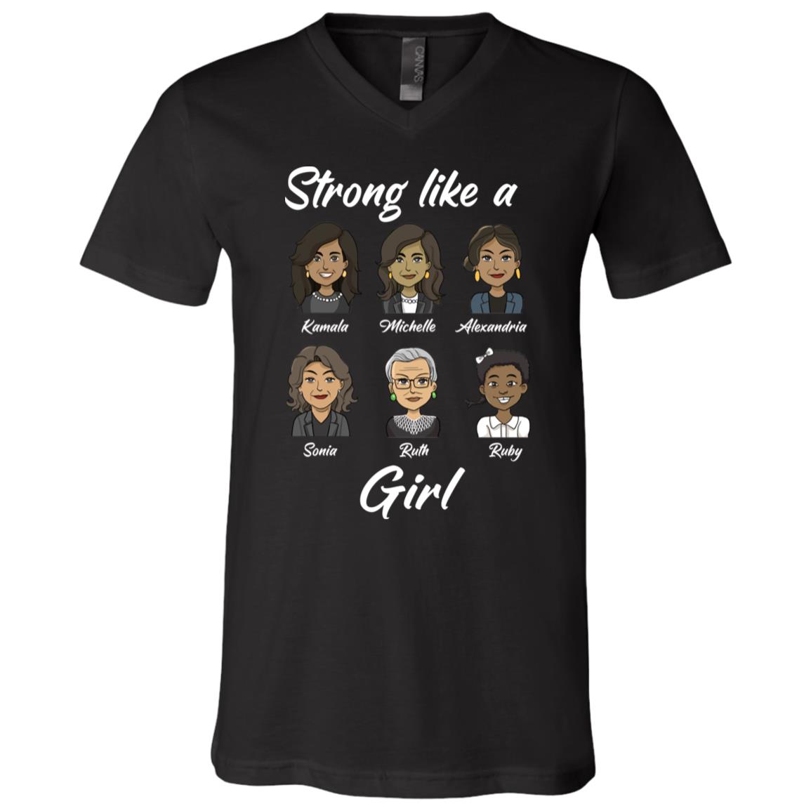 strong vneck, Black, V-Neck T-Shirt