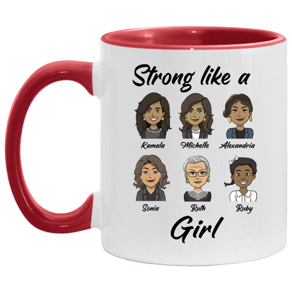 strong mug, White/Red, 11 oz. Accent Mug