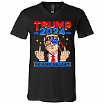 Trump 2024 He'll Back - No More Bullshit Anti Biden Pro Trump T-shirt - V-neck, Black, V-Neck T-Shirt