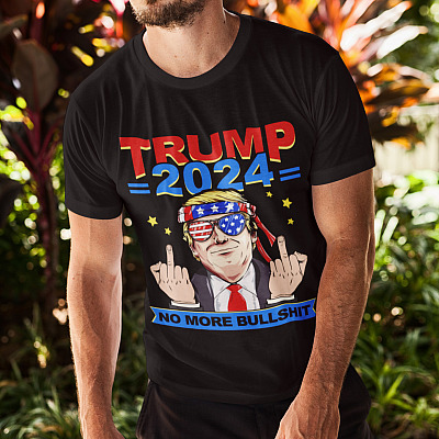 Alternative view of Trump 2024 He'll Back - No More Bullshit Anti Biden Pro Trump T-shirt - V-neck