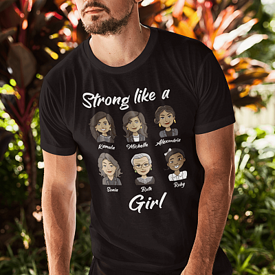 Alternative view of Kamala Michelle Ruth Alexandria Strong Like a Girl - Influential Women Feminist T-shirt - V-neck