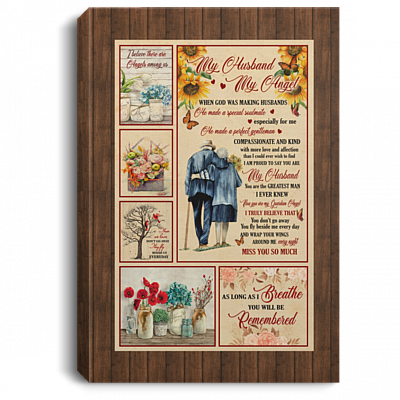 My Husband My Angel Framed Canvas - When God Was Making Husbands Unframed Poster, White, 0.75'' Framed Canvas