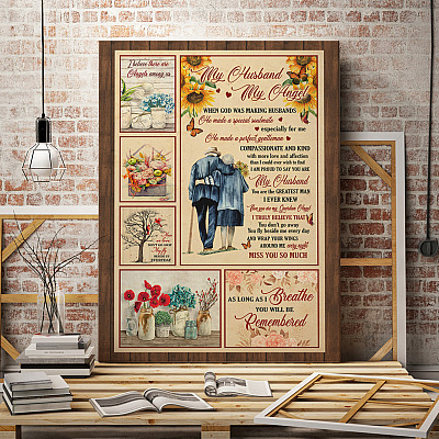 Alternative view of My Husband My Angel Framed Canvas - When God Was Making Husbands Unframed Poster