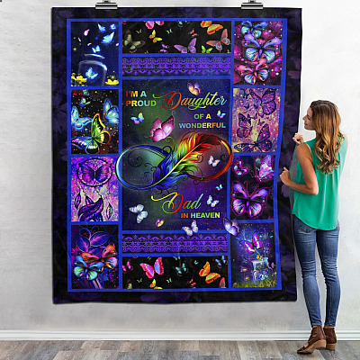Alternative view of I'm A Proud Daughter Of A Wonderful Dad In Heaven Fleece Blanket - Memorial Blankets For Loss Of Dad