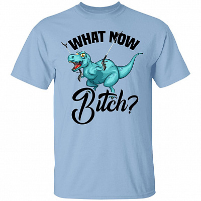 What Now Bitch Saurus Funny T-Shirt, Light Blue, Unisex T-Shirt