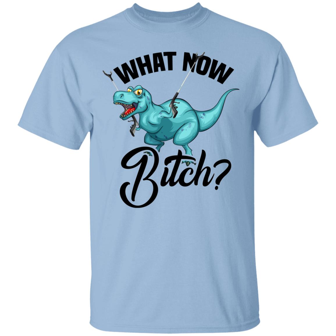 What Now Bitch Saurus Funny T-Shirt, Light Blue, Unisex T-Shirt