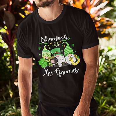Alternative view of St Patrick's Day Shamrockin' With My Gnomies Irish Funny T-shirt - V-neck - Saint Paddy's Day Shirt