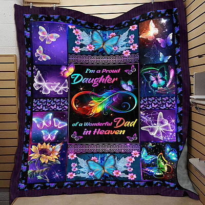 Alternative view of I'm A Proud Daughter Of A Wonderful Dad In Heaven Fleece Blanket - Mink Sherpa Blanket - Woven Blanket