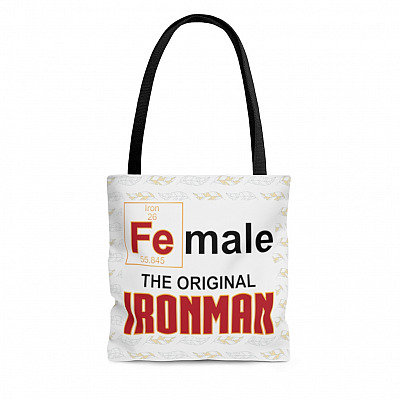 Female The Original Iron-Man Funny Chemistry All Over Print Tote Bag - Shoulder Bag - Reusable Grocery Shopping Bag