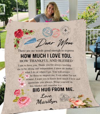 Alternative view of Personalized Love Letter Air Mail Dear Mom There Are No Words Good Enough Fleece Blanket - Mink Sherpa Blanket