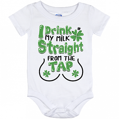 I Drink My Milk Straight from the Tap Funny Baby Onesie - Toddler Baby Infant Bodysuit, White, Baby Onesie - 12 Month