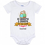 Personalized Hello Grandma, White, Baby Onesie - 12 Month