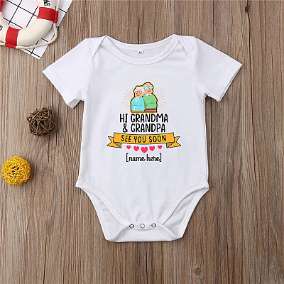 Alternative view of Personalized Hello Grandma and Grandpa Baby Announcement Onesie - Toddler Baby Infant Bodysuit