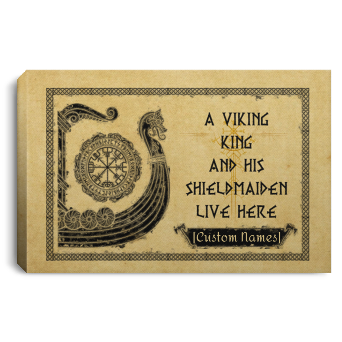 Personalized A Viking King And His Shieldmaiden Live Here Framed Canvas Prints - Viking Couple Unframed Poster, White, 0.75'' Framed Canvas Personalized A Viking King And His Shieldmaiden Live Here Framed Canvas Prints - Viking Couple Unframed Poster, White, 0.75'' Framed Canvas