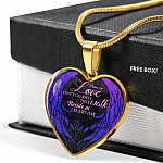 Those We Love Don't Go Away They Walk Beside Us Everyday Wings Memorial Heart Pendant Necklace - Heart Luxury Necklace (Gold Plated)
