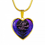 Those We Love Don't Go Away They Walk Beside Us Everyday Wings Memorial Heart Pendant Necklace - Heart Luxury Necklace (Gold Plated)