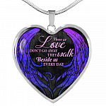 Those We Love Don't Go Away They Walk Beside Us Everyday Wings Memorial Heart Pendant Necklace - Heart Luxury Necklace (Silver)
