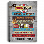 Personalized The Pool Rules Swim Or Float Enjoy The Sunshine Wrapped Framed Canvas Prints - Unframed Poster, White, 0.75'' Framed Canvas