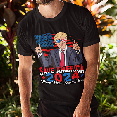 Alternative view of Trump 2024 Save America Make Votes Count Again T-shirt - V-neck - Biden Not My President Pro Trump Shirt