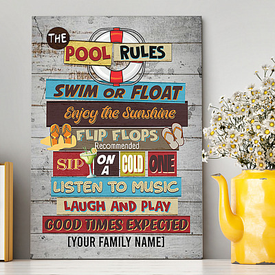 Alternative view of Personalized The Pool Rules Swim Or Float Enjoy The Sunshine Wrapped Framed Canvas Prints - Unframed Poster