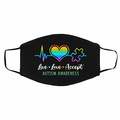 autism mask, Black, Cloth Face Cover – Medium/Large