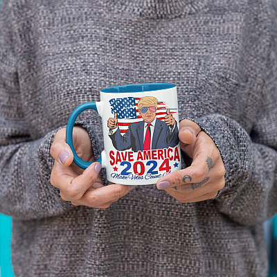 Alternative view of Trump 2024 Save America Make Votes Count Again - Biden Not My President Pro Trump Accent Mug