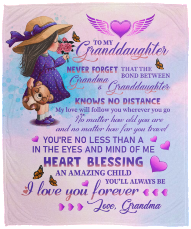 The Bond Between Grandma Granddaughter Knows No Distance Fleece Blanket - Mink Sherpa Blanket - Woven Blanket, White, Cozy Plush Fleece Blanket - 50x60