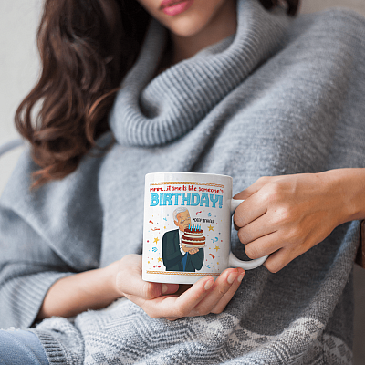 Alternative view of Joe Biden Sniffing It Smells Like Someone's Birthday Ceramic Coffee Mug - Beer Stein - Water Bottle