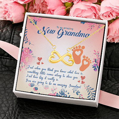 Alternative view of You Are Going to Be a Grandma Happy First Grandmother's Day Infinity Heart Pendant Necklace