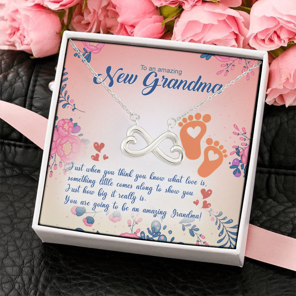 4KNG. New Grandma Infinity Heart Necklace (Silver) 4