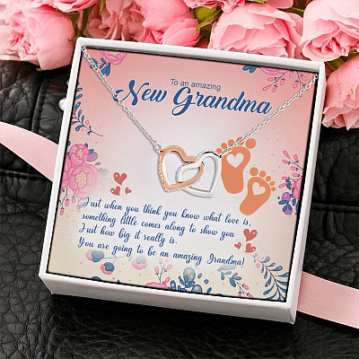 You Are Going to Be a Grandma Happy First Grandmother's Day Interlocking Heart Pendant Necklace