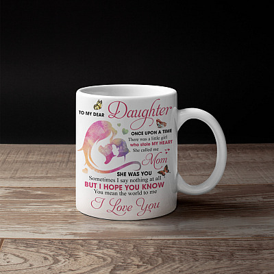 Alternative view of To My Dear Daughter You Mean The World To Me Coffee Mug - Beer Stein - Water Bottle - Color Changing Mug