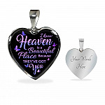 I Know Heaven Is A Beautiful Place Because They've Got You Memorial Butterflies Quote Heart Pendant Necklace - Heart Luxury Necklace (Silver)