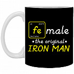 Female The Original Iron Man, Black, 11 oz. White Mug
