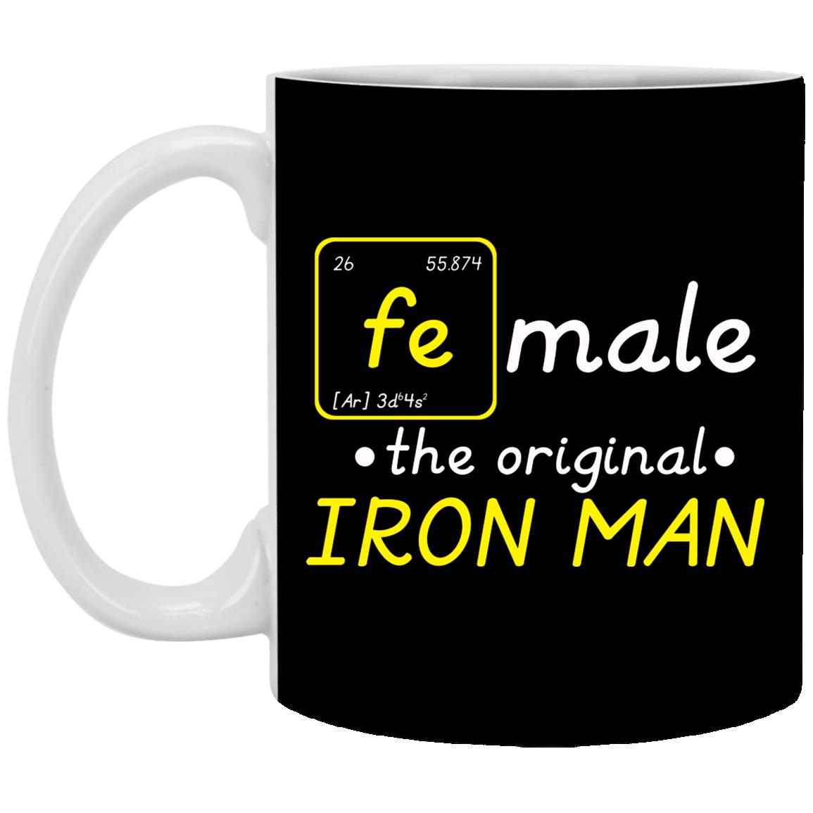 Female The Original Iron Man, Black, 11 oz. White Mug