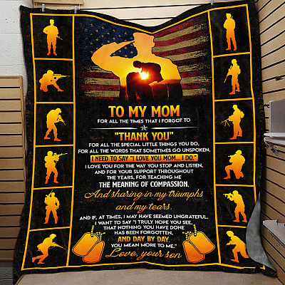 Alternative view of Soldiers to My Mom for All the Times that I Forgot to Thank You Fleece Blanket - Mink Blanket - Woven Blanket