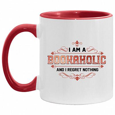 Book Accent Mug, White/Red, 11 oz. Accent Mug