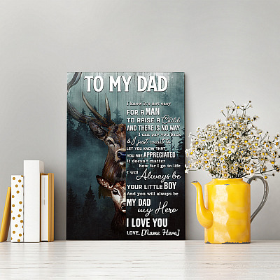 Alternative view of Personalized Son To My Dad I Know It's Not Easy for A Man to Raise A Child Framed Canvas - Unframed Poster