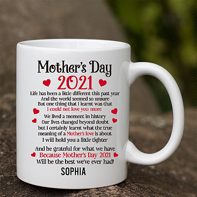 Alternative view of Personalized Mother's Day 2021 Quarantine Life Has Been A Little Different This Past Year Ceramic Coffee Mug