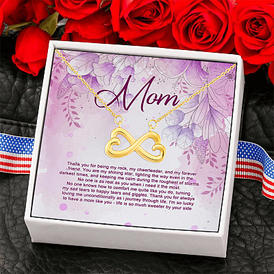 Alternative view of Mom Thank You For Being My Rock My Cheerleader And My Forever Friend Infinity Heart Pendant Necklace