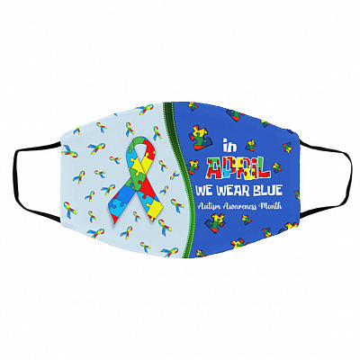 autism mask, White, Cloth Face Cover – Medium/Large