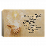 I Believe in God I Believe in Angels and I Believe in The Power of Prayers Amen Framed Canvas - Unframed Poster, White, 0.75'' Framed Canvas