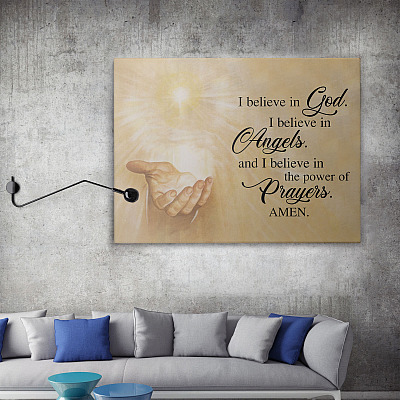 Alternative view of I Believe in God I Believe in Angels and I Believe in The Power of Prayers Amen Framed Canvas - Unframed Poster