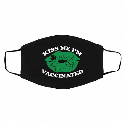 Green Lips Mask, Black, Cloth Face Cover – Medium/Large