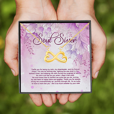 Soul Sister Thank You For Being My Rock My Cheerleader And My Forever Friend Infinity Heart Pendant Necklace